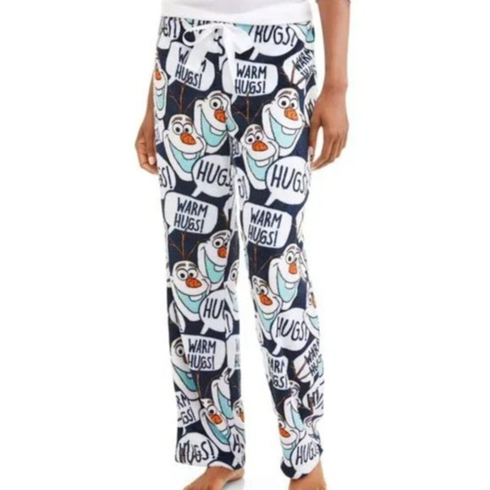 Disney Olaf Frozen Warm Hugs Ultra Soft Fleece Pajama Lounge Pants Medium 8-10